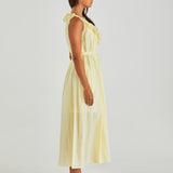 LILLA RUFFLED NECK DRESS - Butter Yellow