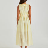 LILLA RUFFLED NECK DRESS - Butter Yellow