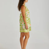 EMMETT TIE BACK SHIFT DRESS - Green Shell Patchwork