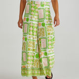 EMMETT WIDE LEG PANT - Green Shell Patchwork