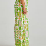 EMMETT WIDE LEG PANT - Green Shell Patchwork
