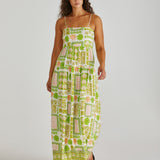 EMMETT MAXI DRESS - Green Shell Patchwork
