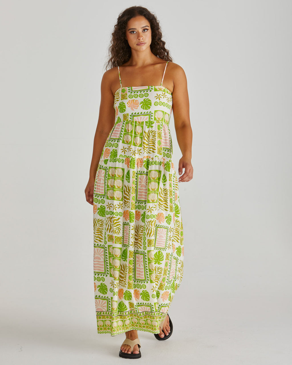 EMMETT MAXI DRESS - Green Shell Patchwork
