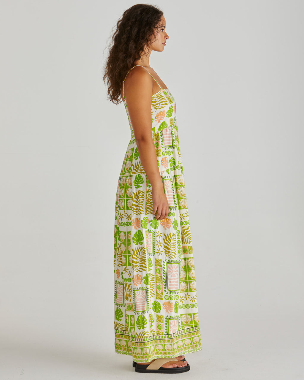 EMMETT MAXI DRESS - Green Shell Patchwork