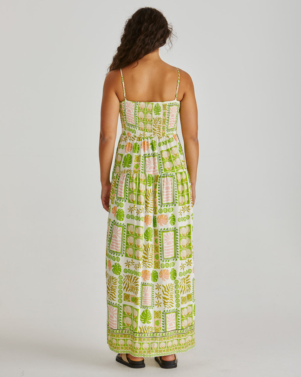 EMMETT MAXI DRESS - Green Shell Patchwork