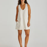 MARCY DENIM SHIFT DRESS - Parchment