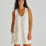 MARCY DENIM SHIFT DRESS - Parchment