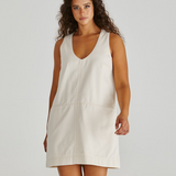 MARCY DENIM SHIFT DRESS - Parchment
