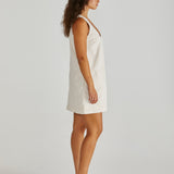 MARCY DENIM SHIFT DRESS - Parchment