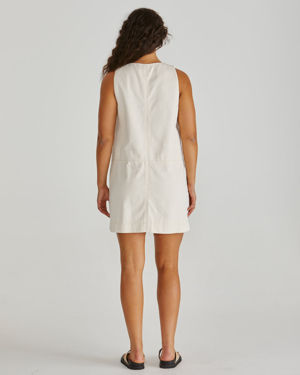 MARCY DENIM SHIFT DRESS - Parchment