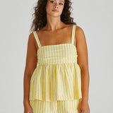 ZANE EMPIRE TOP - Yellow White Stripe