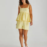 ZANE EMPIRE TOP - Yellow White Stripe