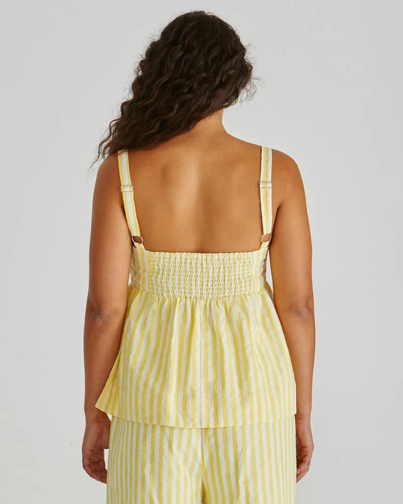 ZANE EMPIRE TOP - Yellow White Stripe