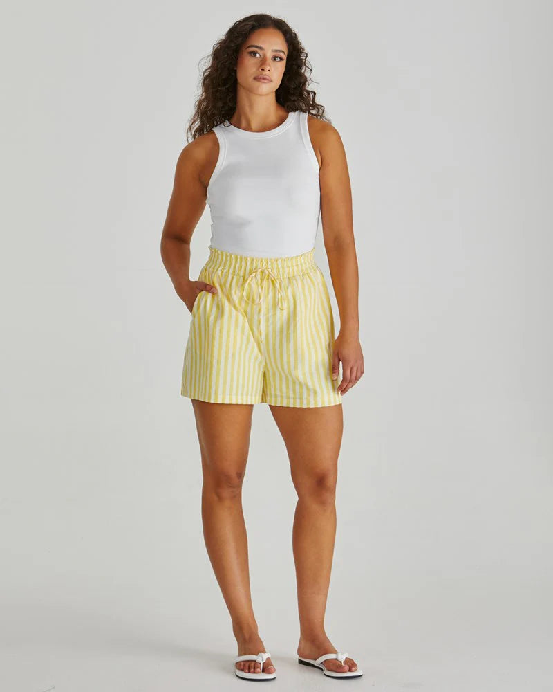ZANE SHORT - Yellow White Stripe