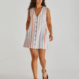TRAVIS VEST DRESS - Multi Stripe