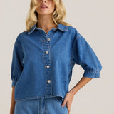Perri Denim Blouse - Classic Blue Wash