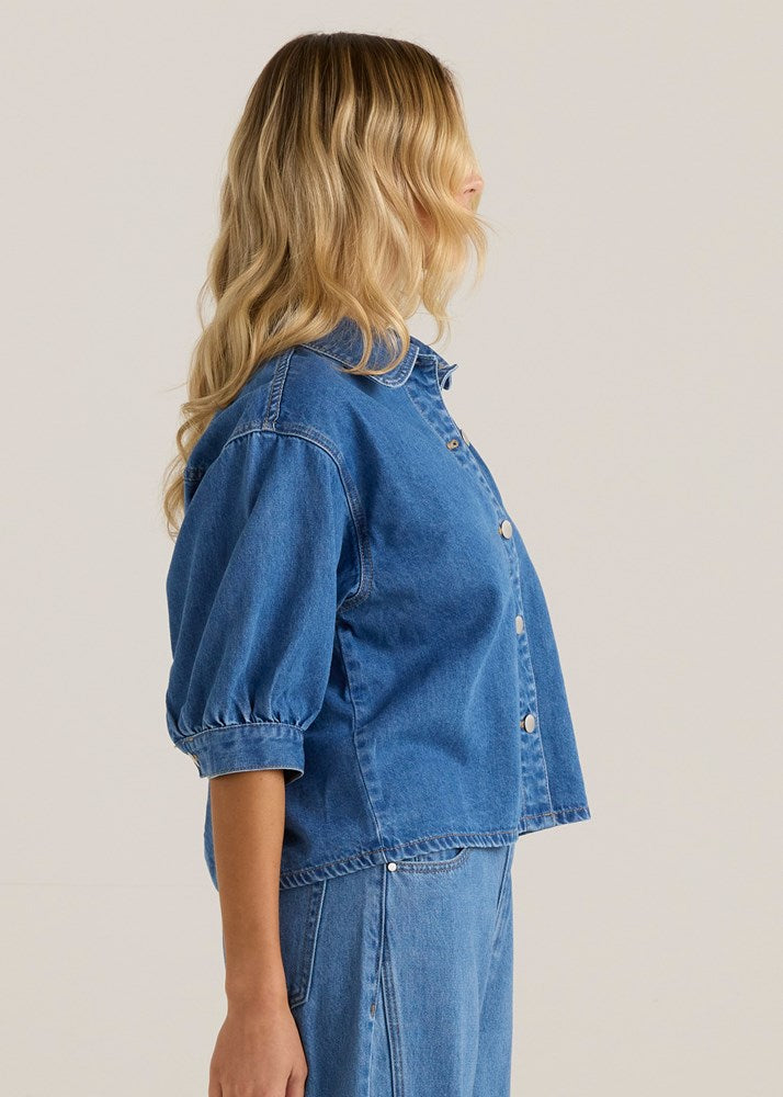 Perri Denim Blouse - Classic Blue Wash