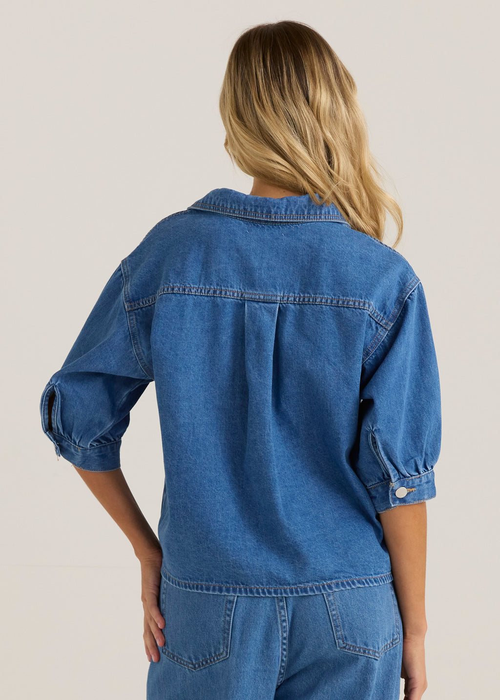 Perri Denim Blouse - Classic Blue Wash