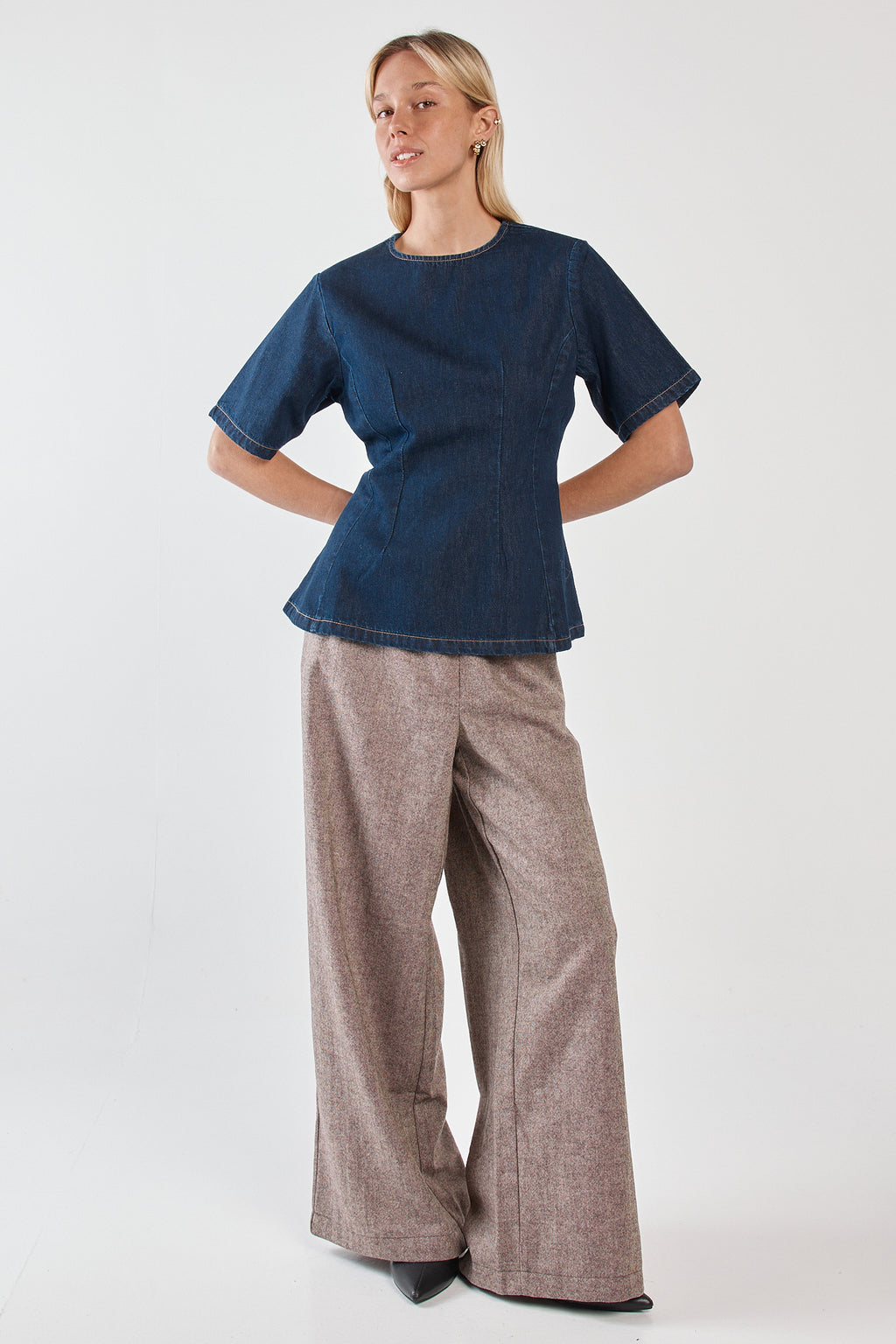 Abi Fitted Denim Tee