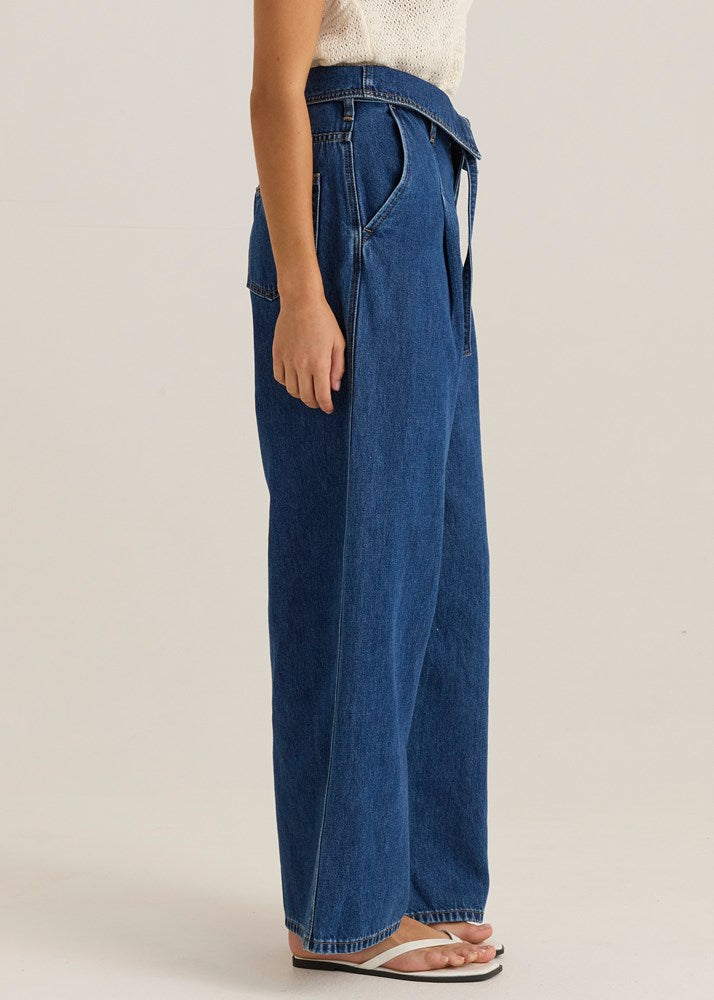 Alissa Foldover Jean - Royal Blue Wash