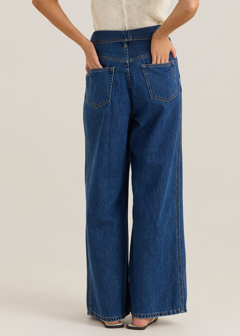 Alissa Foldover Jean - Royal Blue Wash