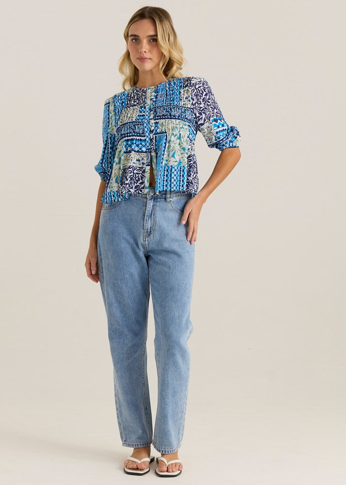 Isra Peplum Blouse - Sea Meadow