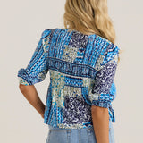 Isra Peplum Blouse - Sea Meadow