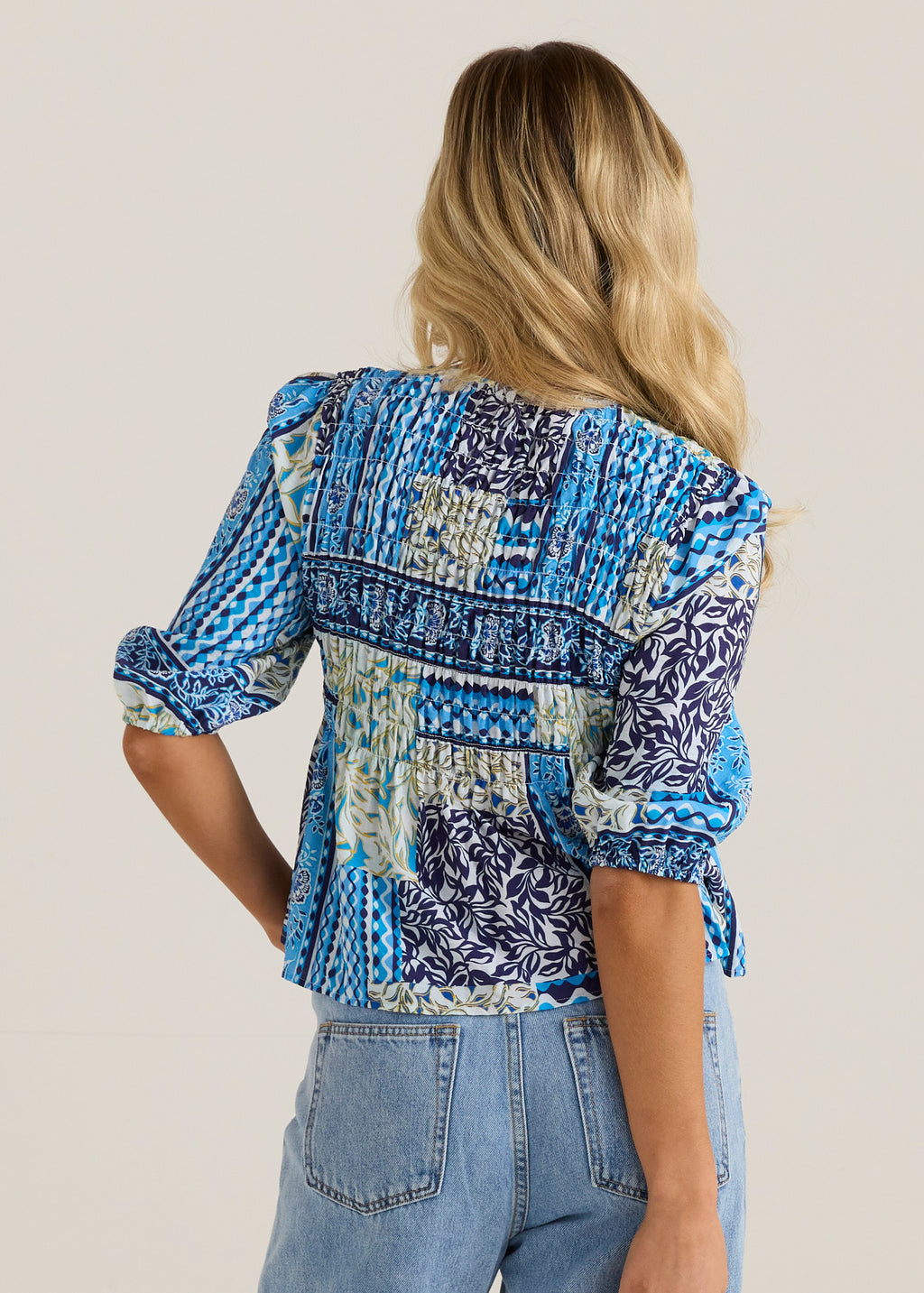 Isra Peplum Blouse - Sea Meadow