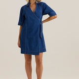Sylvia Denim Wrap Dress - Classic Blue Wash
