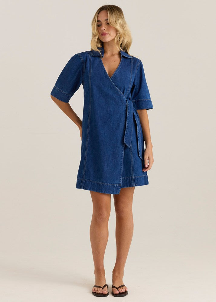 Sylvia Denim Wrap Dress - Classic Blue Wash