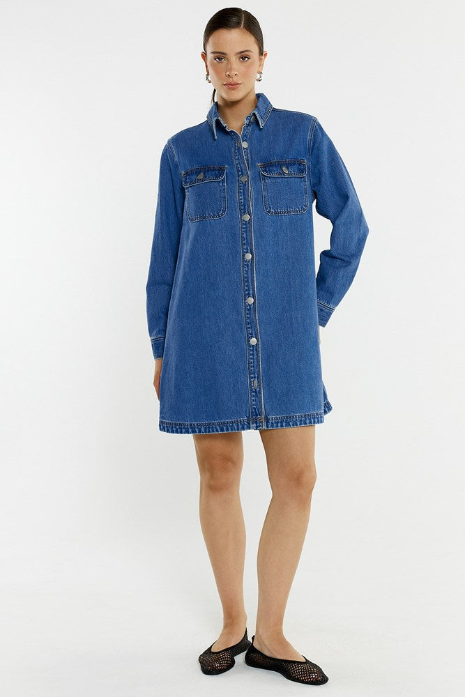 Aveline Denim Shirt Dress
