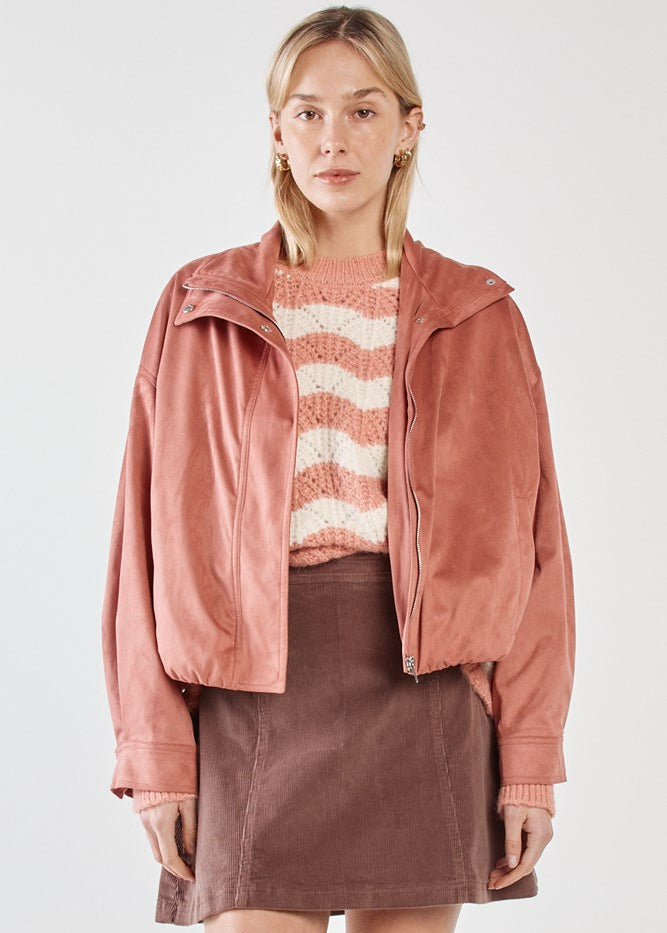 Sara Suede Bomber Jacket