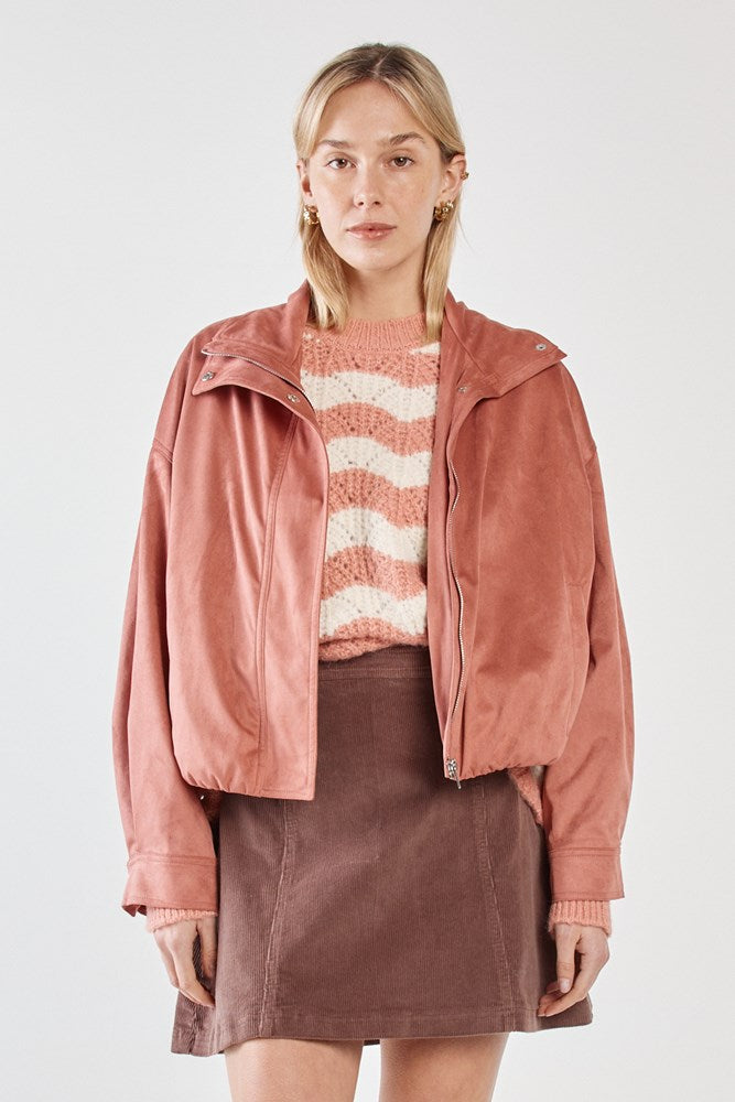 Sara Suede Bomber Jacket