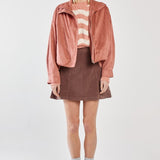 Sara Suede Bomber Jacket