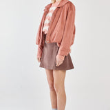 Sara Suede Bomber Jacket