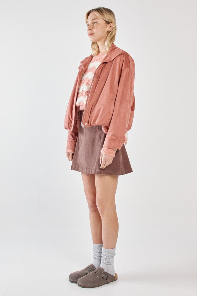 Sara Suede Bomber Jacket