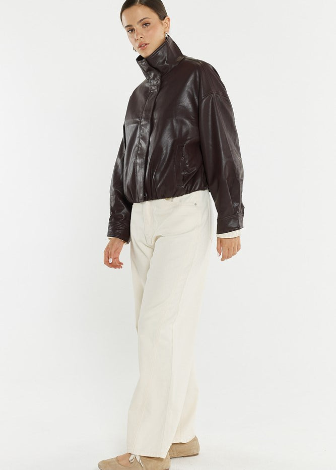 Jude Leather Look Bomber