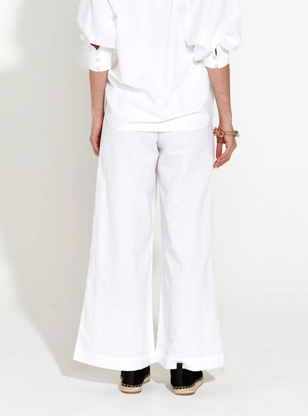 HERITAGE LINEN WIDE LEG PANT - White