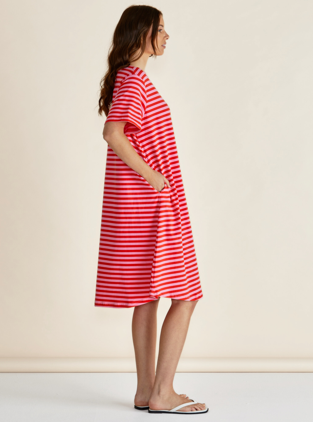 ELOISE T-SHIRT DRESS - Pink/Red Stripe