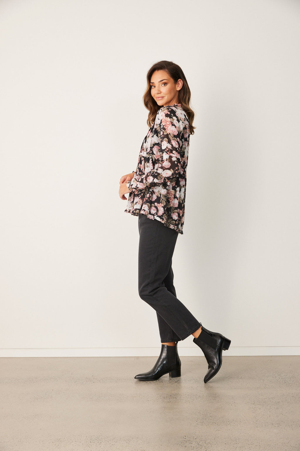 ZARLI BLOUSE - Black Floral