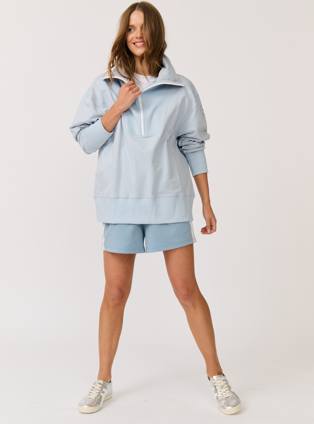 NOVA HALF ZIP SWEATER - Sky