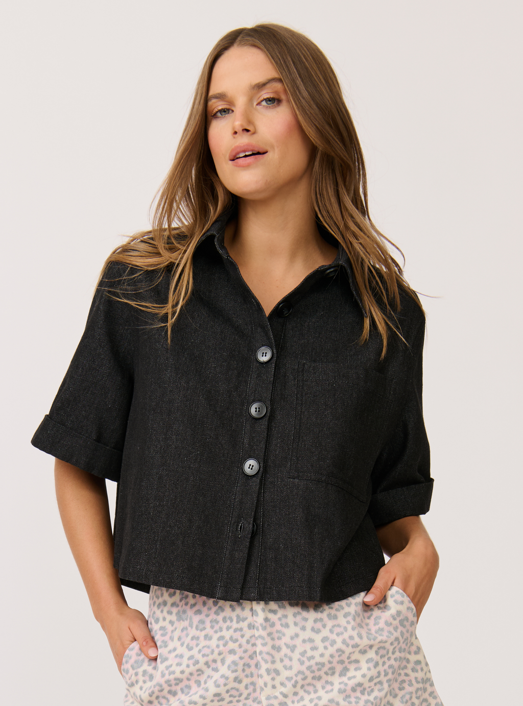 TESSA SHIRT - Black Denim