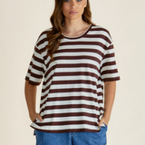 RELAX BOXY TEE - Brown Stripe
