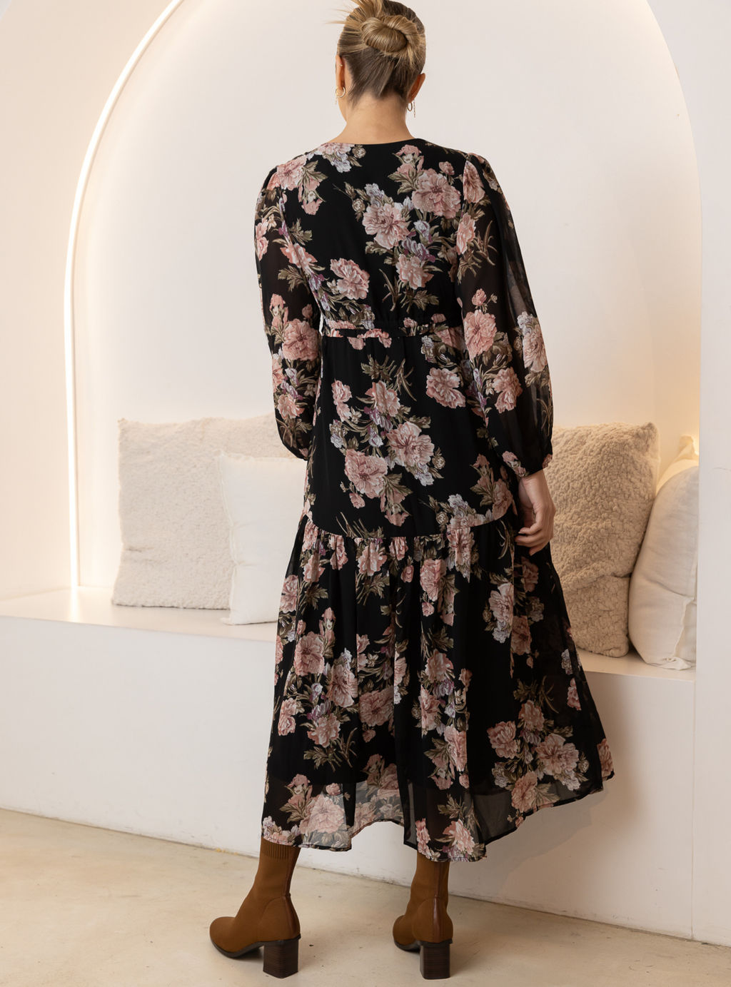 EVA MIDI DRESS - Black/Rose