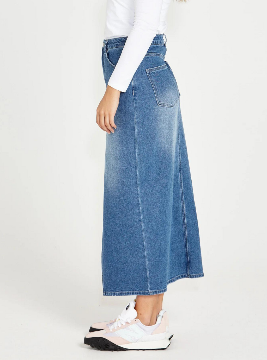 EMERALD DENIM MAXI SKIRT - 80 Wash