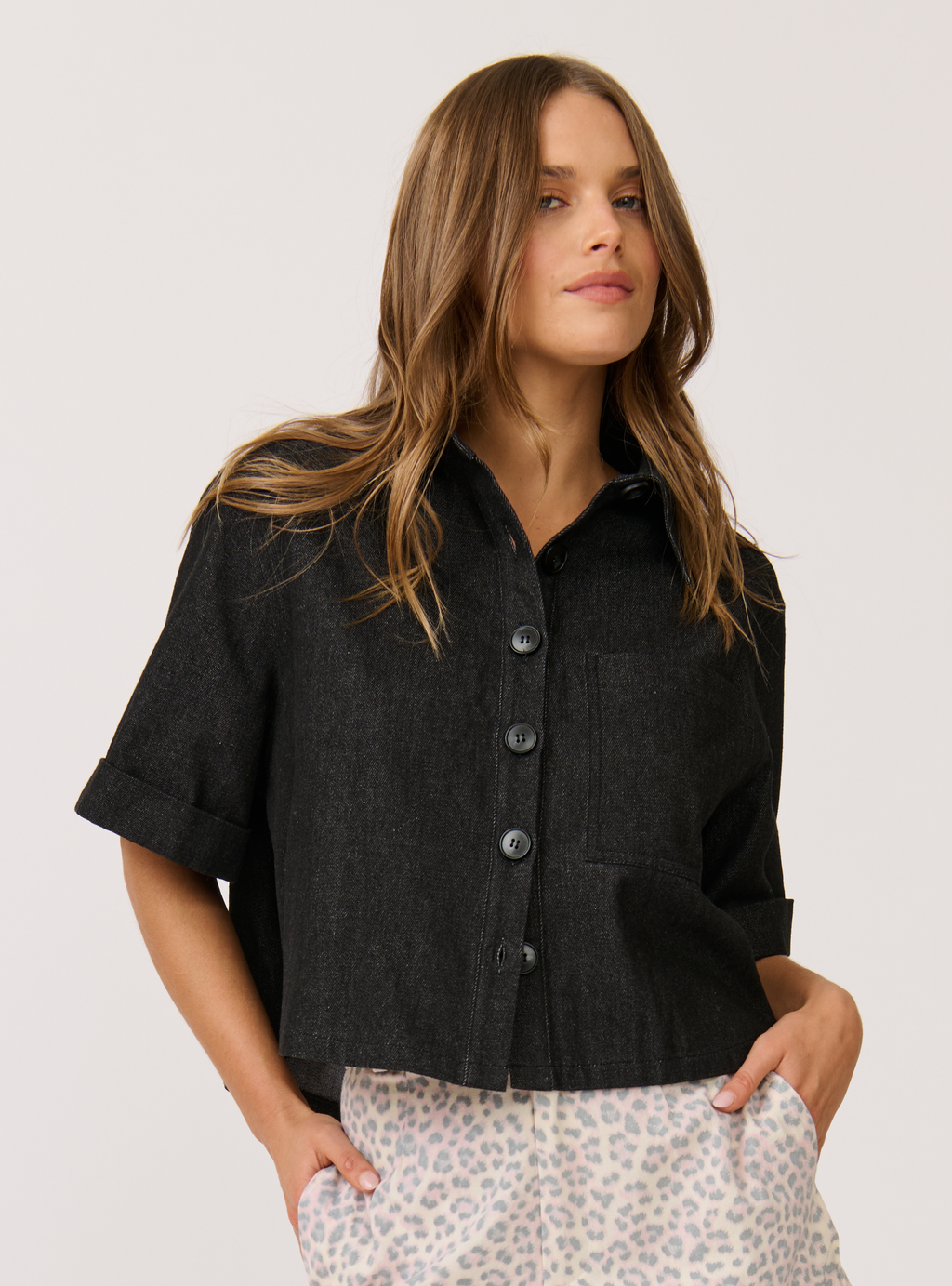 TESSA SHIRT - Black Denim