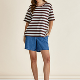 RELAX BOXY TEE - Brown Stripe