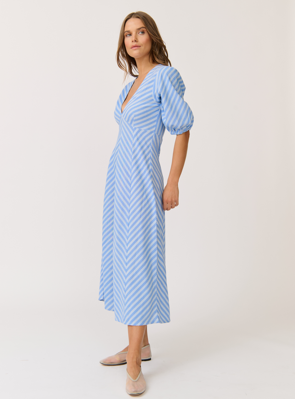 ROZA MIDI DRESS - Ocean Stripe