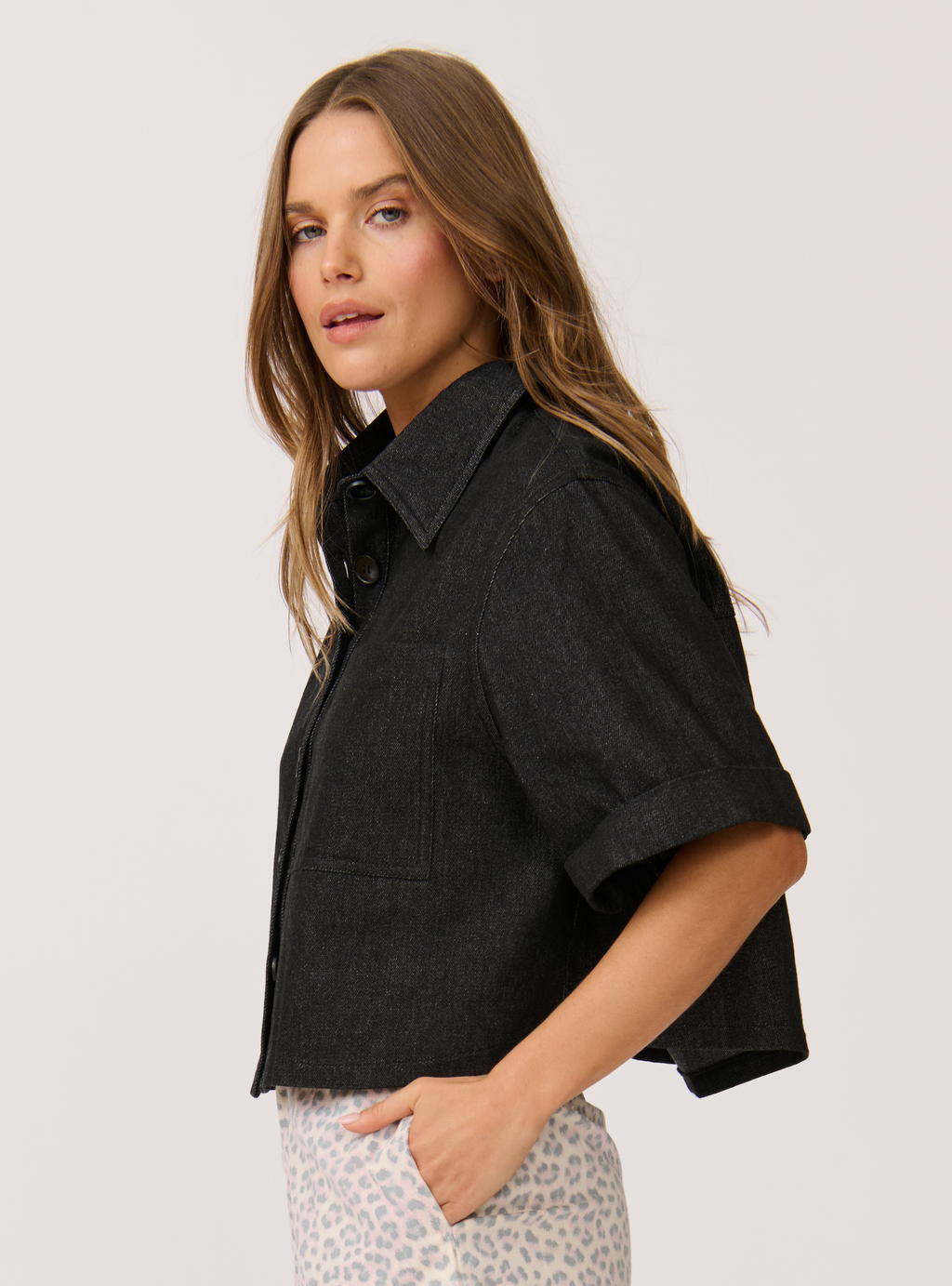 TESSA SHIRT - Black Denim