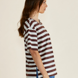 RELAX BOXY TEE - Brown Stripe